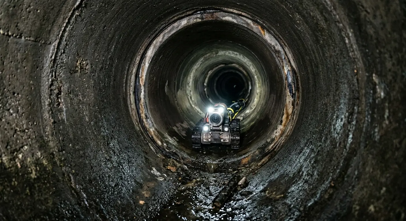 Robotic sewer camera inspecting pipe interior for Sewer Line Cleaning in Bonita